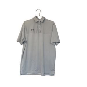 Under Armour gray striped polo size medium